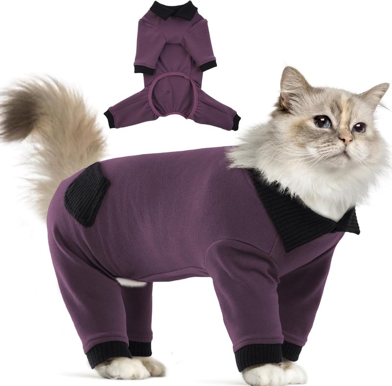 T'CHAQUE Sticky Hair Cat Clothes, Professional Recovery Suit for Cats, Anti-Shedding Shirt Outfit, Soft Pajamas for Kittens, Post-Surgery Onesie for Male & Female Cats, Fuchsia, Medium - Image 1